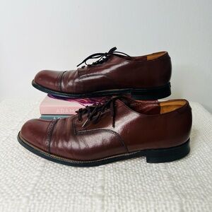 Stacy Adams Mens Classic Leather Dress Cognac Cap- Toe Shoes Size 8 1/2‎
